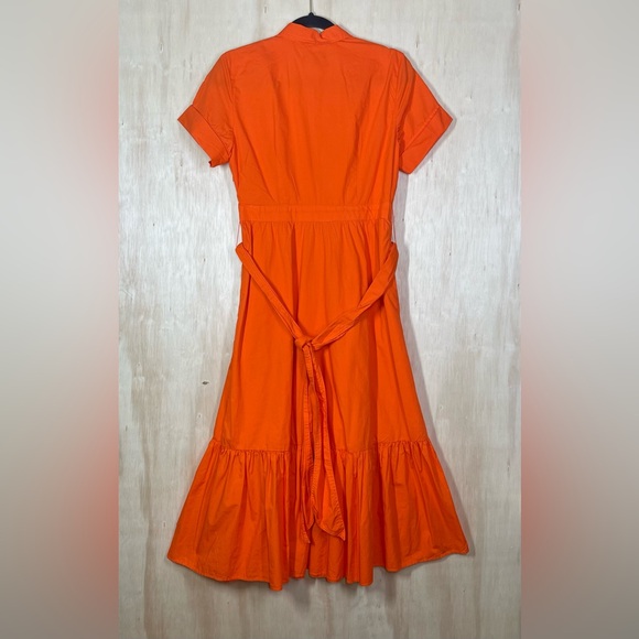 J Crew Ruffle Bow Tie Frills High Neck Midi A Line Silhouette Dress 6P - Picture 8 of 10